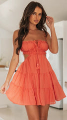 Orange Red Front Tie Slip Mini Dress