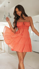Orange Red Front Tie Slip Mini Dress