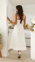 White Button Down Midi Dress