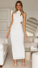 White Cutout Midi Dress