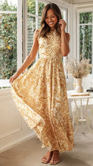 Yellow Floral Slip Midi Dress