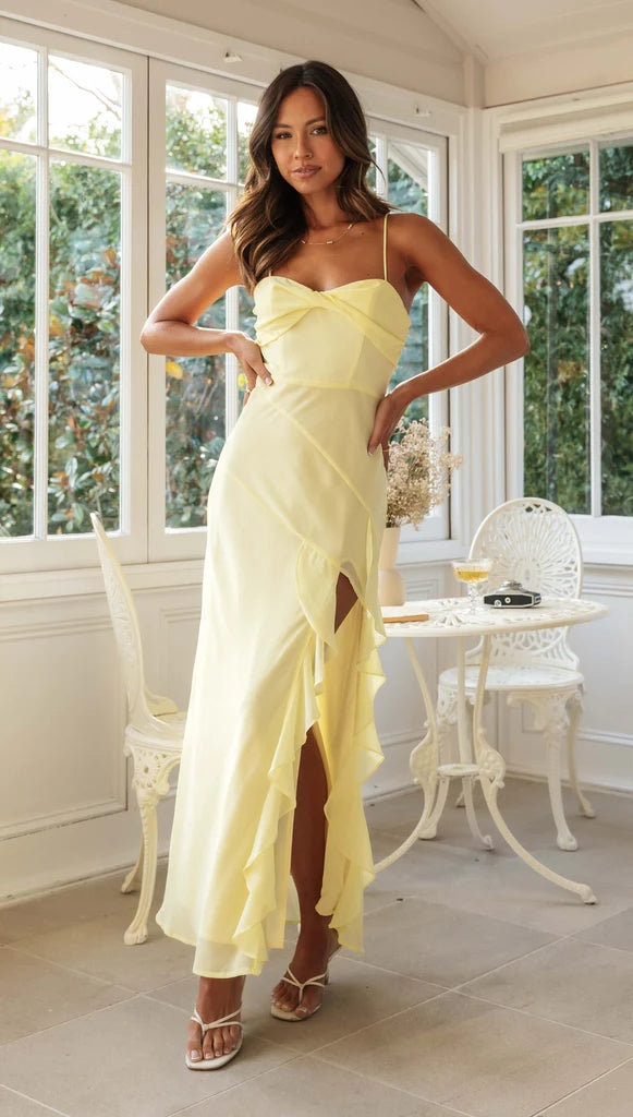 Yellow Slip Midi Dress