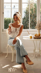 White Pleated Crop Top