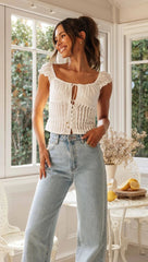 White Pleated Crop Top