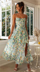 Green Floral Midi Dress