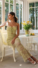 Lime Green Lace Midi Dress