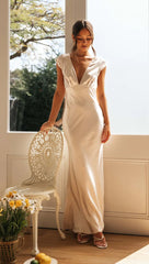 Champagne Satin Midi Dress