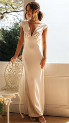 Champagne Satin Midi Dress