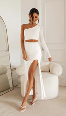 White One Shoulder Crop Top