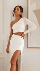 White One Shoulder Crop Top