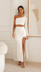 White One Shoulder Crop Top