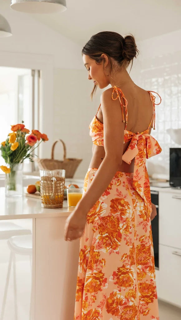 Orange Floral Crop Top