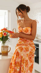 Orange Floral Crop Top