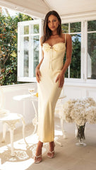 Pastel Yellow Slip Midi Dress