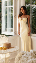 Pastel Yellow Slip Midi Dress