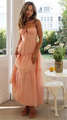 Coral Front Tie Slip Midi Dress