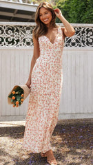 Orange Floral Midi Dress
