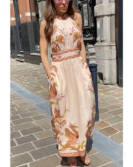 2024ss sexy halter print halter dress