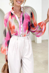 Lantern Sleeve Personalized Printed Single Breasted Shirt