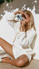 White Cable Knit Sweater