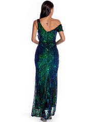 SEXY RETRO LONG SEQUINED DRESS