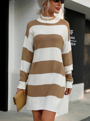 STYLISH WOMEN LONG SLEEVE STRIPED DRESS