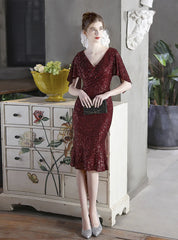 V-NECK SEQUINS SHORT PARTY DRESS