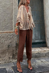Simply Satisfied Knit Ethnic Pattern Kimono Cardigan