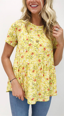 Yellow Floral Short Sleeve Tee