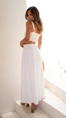White High Slit Midi Skirts