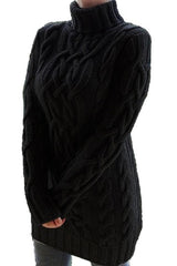 Turtleneck Retro Thick Line Twist Sweater Dress