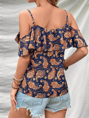 Bluse mit V-Ausschnitt und Rüschen