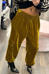 Small Town Romance Velvet Pocketed Elastic Waist Joggers