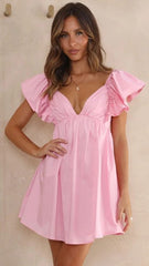 Blush Flare Cap Sleeves Mini Dress