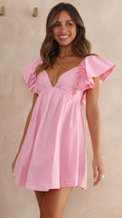 Blush Flare Cap Sleeves Mini Dress