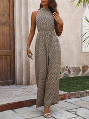 Bedruckter ärmelloser Jumpsuit mit weitem Bein