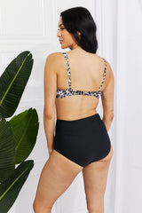 Marina West Swim – Take A Dip Twist – Hochgeschnittener Bikini mit Leopardenmuster
