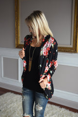 Floral Print Long Sleeve Cardigan