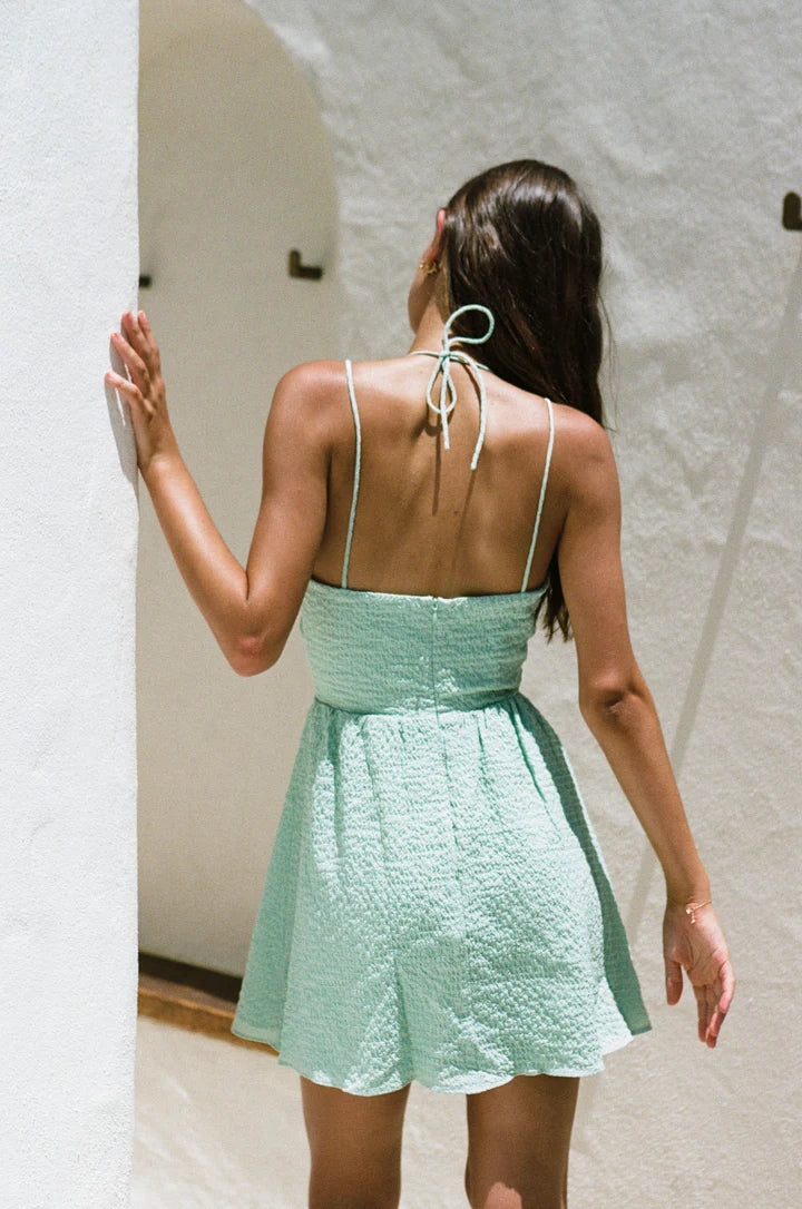 Mint Green Halter Mini Dress