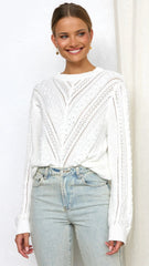 White Delicate Crochet Knit Sweater