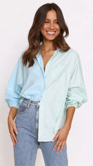 Blue Green Button Down Shirt
