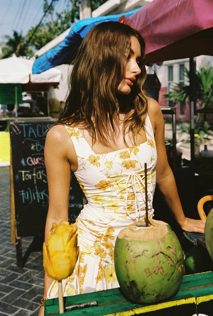 Yellow Floral Mini Dress