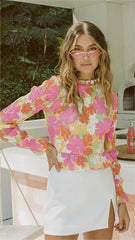 Pink Rose Print Top
