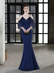 SLIM FISHTAIL LONG SLING DRESS