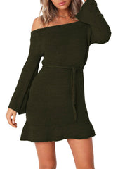 Slim Sweater Skirt Off Shoulder Sweater Dress