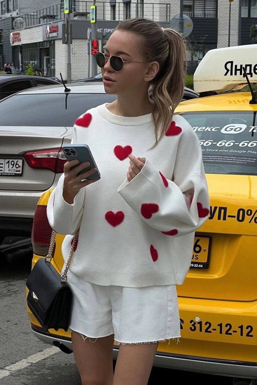Warmly Adorable Heart Oversized Knit Top - 7 Colors