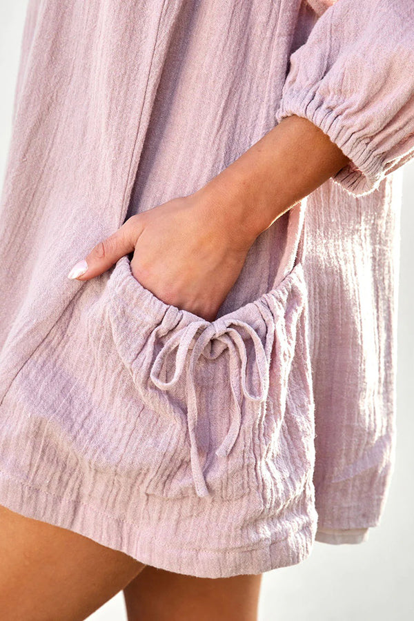Shannon Cotton Blend Pocketed Button Romper