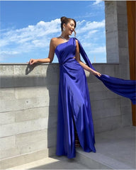 2024ss sexy slant shoulder sleeved party dress