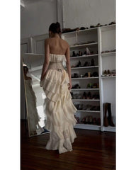 2024ss sexy strapless peplum dress