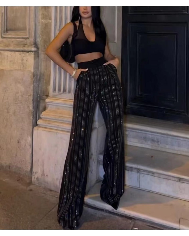 Sexy tank top + casual pant suit